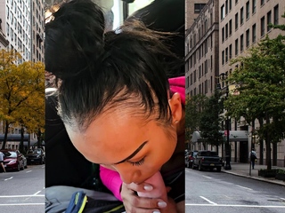 Thai MILF big cock car blowjob in public